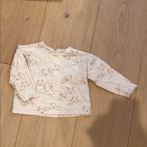 Zara Kids Cream Bicycle Print Long Sleeve Tee